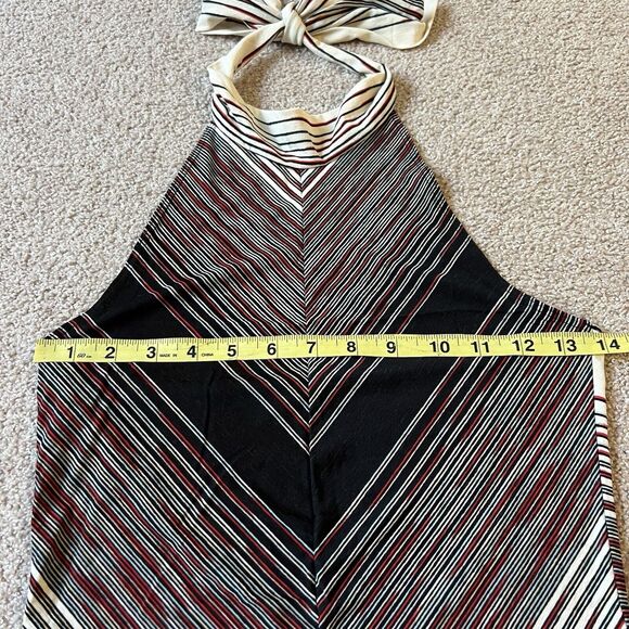 Vintage 90s Y2K Agaci Too Vertical Stripes Halter Tie Tank Top - Picture 4 of 5
